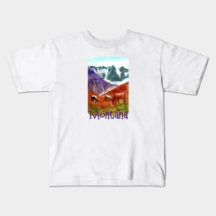 Horses Grazing In Montana Kids T-Shirt